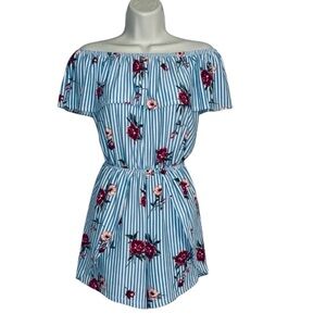 NEW Girls size Sm Floral Striped Off-Shoulder Dress